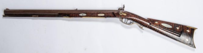 An American mid 19th century .38 percussion plains rifle, 37½" overall, heavy octagonal barrel 22"