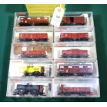 10 Fleischmann HO Gauge Freight Wagons. 2x tank wagons, OLEX and Mineralol-Transporte.2x LWB open