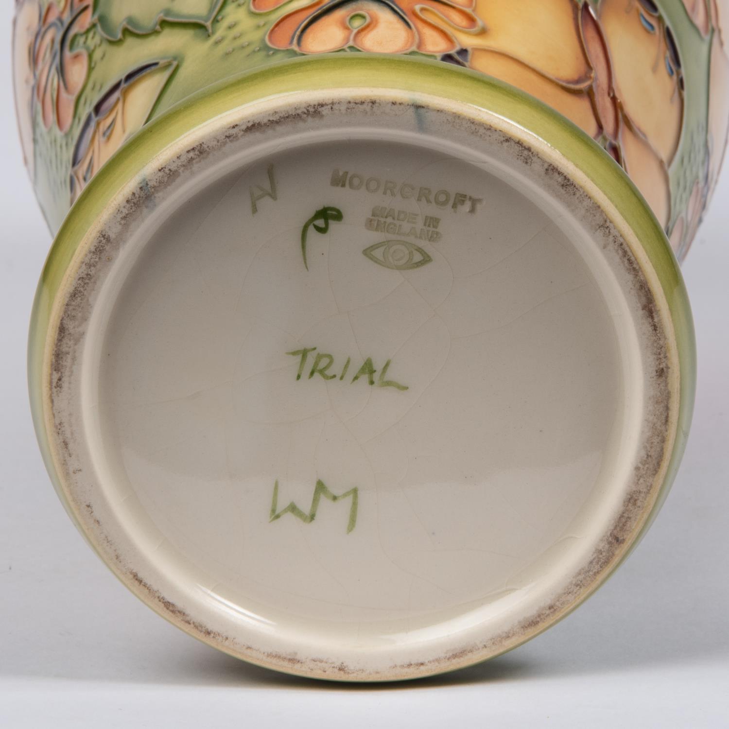 A Moorcroft pottery vase from 1994. A trial piece with butterfly designs. Marks etc to base with eye - Image 3 of 3