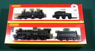 2x Hornby OO gauge railway GWR locomotives. A Dean Class 3031 4-2-2 loco, Lorna Doone 3047, in lined