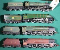 4x Hornby Dublo locomotives for 3-rail running. An LMS Duchess of Atholl 6231, in maroon. BR Duchess