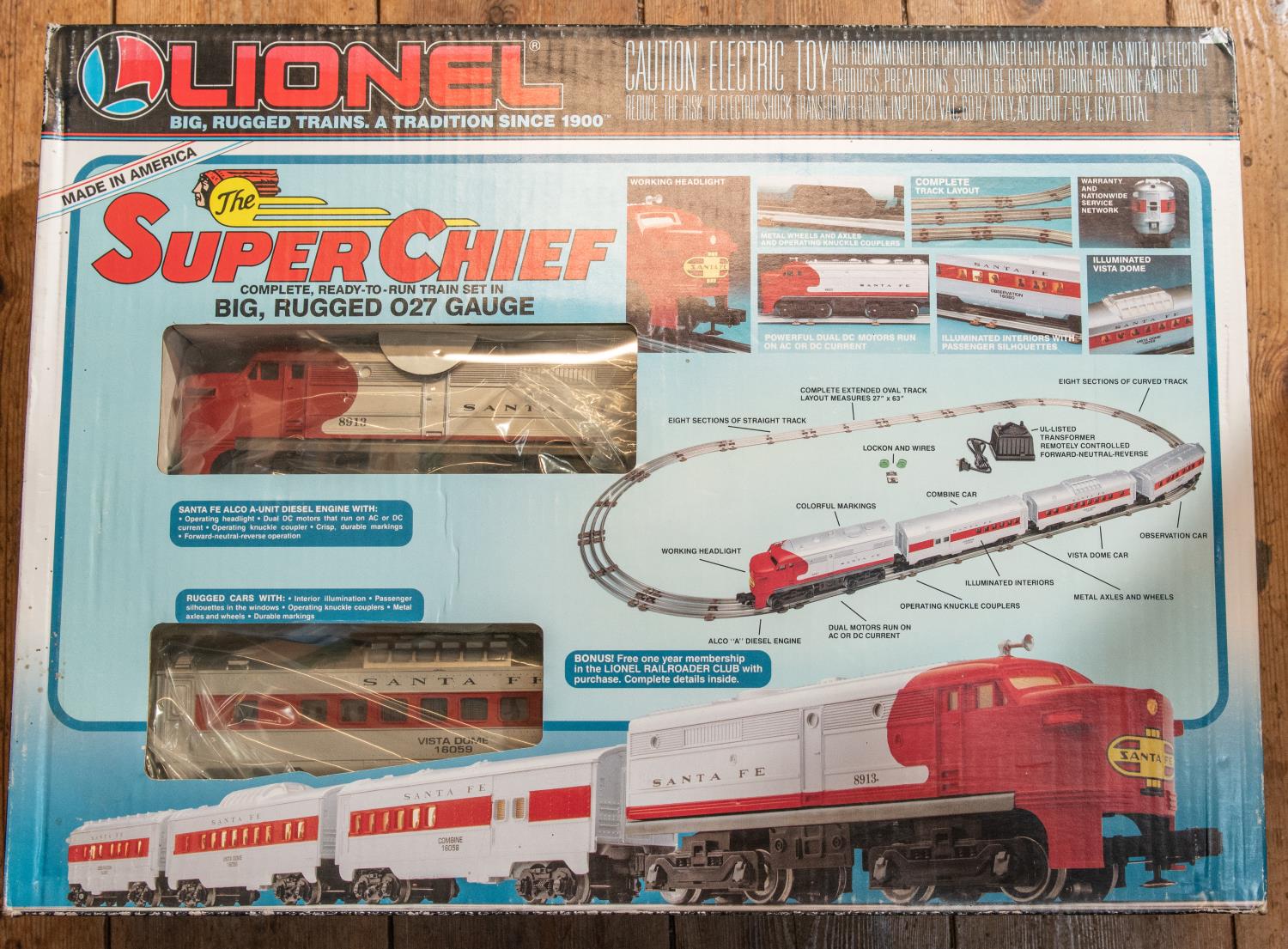 2x Lionel Trains O gauge American outline train sets. The Super Chief, comprising a Bo-Bo diesel