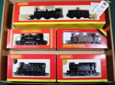 5x Hornby OO gauge railway locomotives. An LMS Caledonian Single 4-2-2, 14010, in black livery (