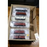 10 Fleischmann HO gauge Freight Wagons. 5x Covered Vans, Tucher, IMA Munchen 1999, plus 3 unbranded.