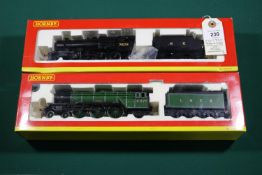 2x Hornby OO gauge railway LNER locomotives. A Class A3 4-6-2 loco, Flying Scotsman 4472, in lined