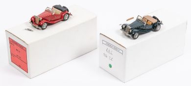 2 white-metal 1:43 scale MG Sports Cars. A Crossway 1949 TD, Reg No. XFF 275. (No.13). In red with