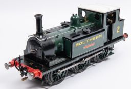A Gauge Three 2.5 inch gauge spirit fired, live steam Southern Class A1 0-6-0T locomotive,