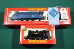 2x Hornby OO gauge railway LNER locomotives. A Class A4 4-6-2 loco, Mallard 4468, in unlined blue