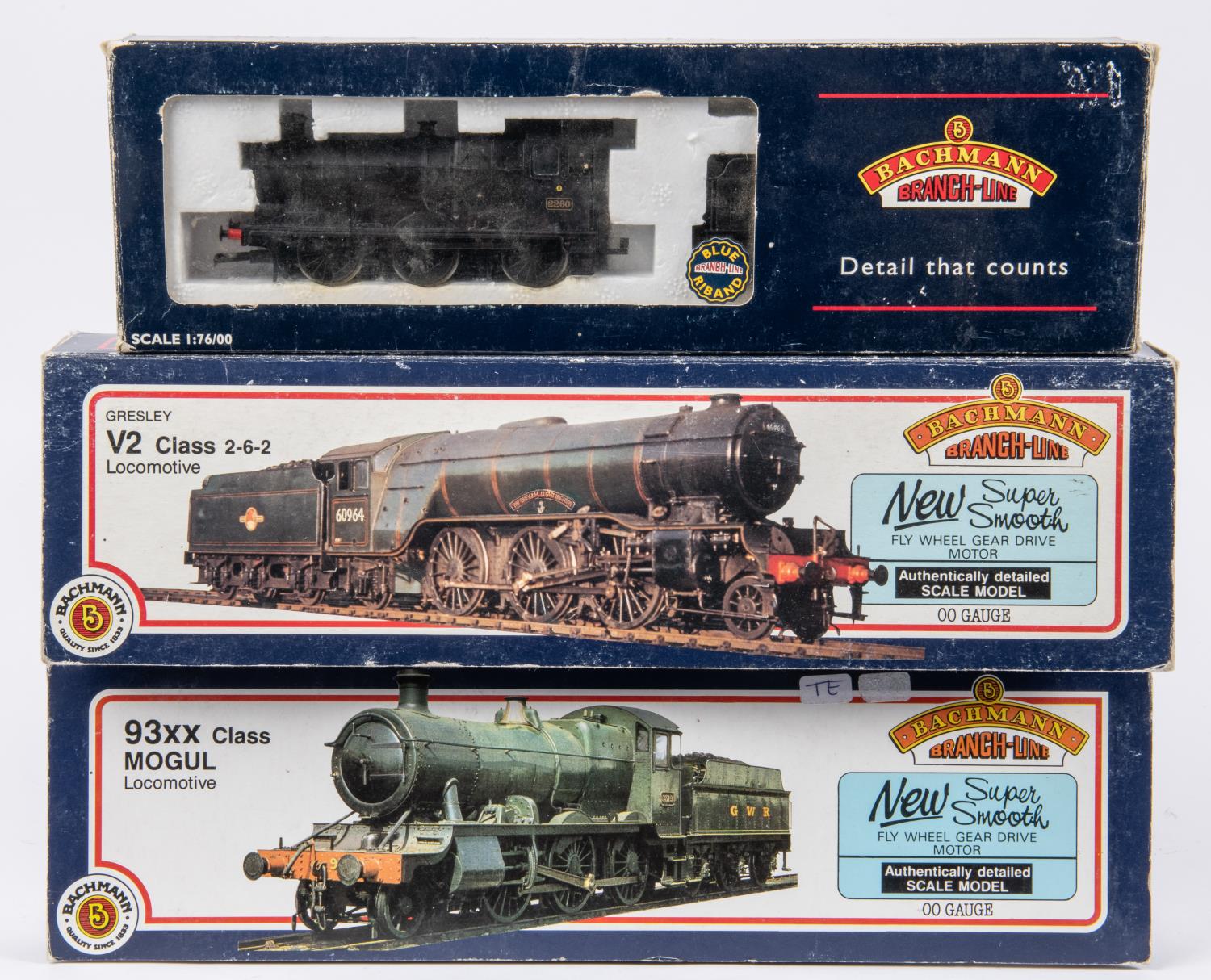 3x Bachmann Branch-line OO gauge BR locomotives. A Class 93xx 2-6-0, 9308, in unlined black (31- - Image 2 of 2