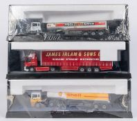 3 Corgi Modern Articulated Trucks. 2x ERF tankers, ESSO (75104) and SHELL, (75102). Plus a Leyland