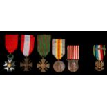 France: Legion of Honour knights badge, crossed flag reverse 1914-18 period; Croix de Guerre -