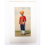 A watercolour painting of an officer of the Ludhiana Sikhs c 1900, 14½" x 10", signed W.A. Mann. VGC