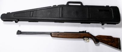 A .177" Weihrauch HW77 underlever air rifle, number 1182490, with adjustable rearsight and stained
