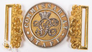 A Victorian officer's waist belt clasp of the Commissariat Staff, 1859-69. VGC £100-150