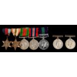 Seven: 1939-45 star, Italy star, Defence, War, GSM 1918, 1 clasp Palestine 1945-48 (14437235 Sjt I H