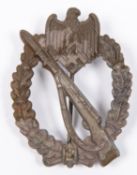A Third Reich Infantry Assault badge, well detailed, with traces of bronze finish, slightly