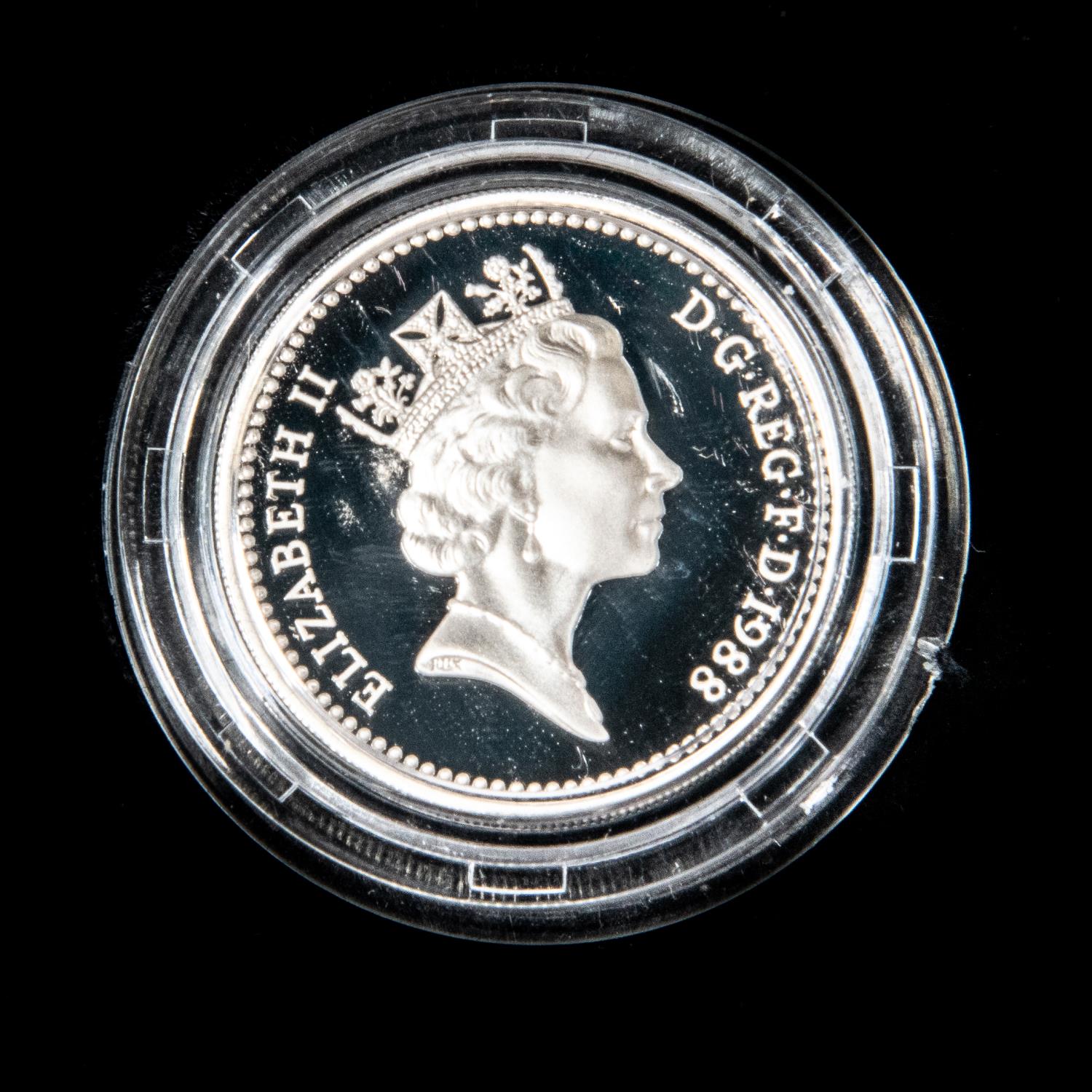 Elizabeth II silver proof issue £1 1988; Silver proof crown, 1981 commemorating the wedding of the - Image 9 of 11