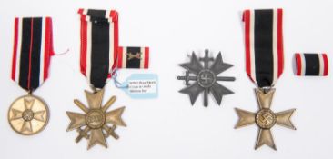 Third Reich medals: War Merit Cross 1st class with swords, dull grey with maker's mark "3" (