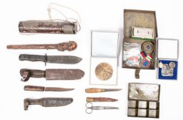 A small quantity of items relating to a Polish soldier who was at Monte Cassino: thin brass Polish