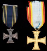 WWI German Mecklenburg Schwerin gilt Military Merit Cross, 2nd class; and Brunswick War Merit