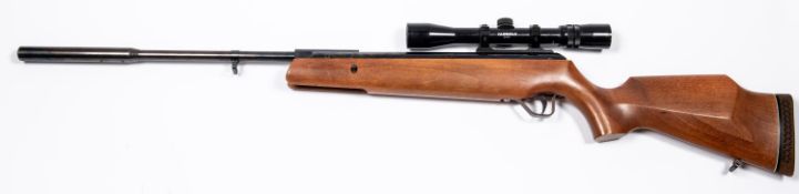**A .22" Theoben Sirocco break action air rifle, number TB 1561, with sound moderator, Kassnar 3x-4x