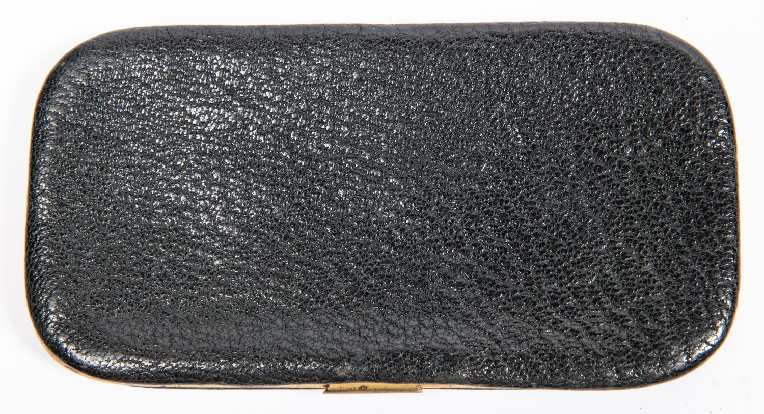 A gilt brass mounted leather card case, the front mounted with Victorian crown over "20". GC, - Bild 5 aus 5