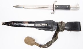 A Third Reich Fire Service dress bayonet, plated blade 7½", by W.K.C., plated hilt with chequered