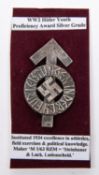 A Third Reich Hitler Youth Proficiency award, silver grade, with maker's mark "M1/63" and RZM