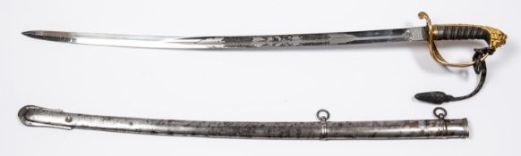A Victorian pre 1854 Royal Dockyard Battalion officers sword, blade 32" by Henry Wilkinson, Pall