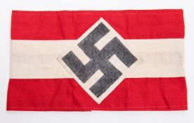 A Hitler Youth linen armband, with applied printed swastika. GC £60-80
