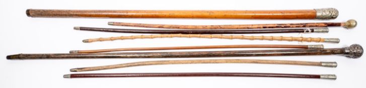 5 ORs swagger sticks: the Royal Fusiliers; The Queen's; RASC (2); Sutton Valence; another plain one.
