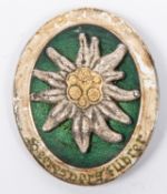 A Third Reich Heeresberg Fuhrer badge, in silvered, gilt and enamelled finish. GC £100-140