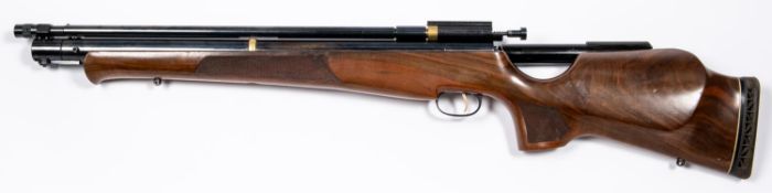 A Parker Hale Dragoon .177" side lever pneumatic air rifle, with very long cocking lever (29"),