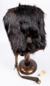 A very rare Officer's brown racoon skin cap of the Royal Dublin Fusiliers, gilt and silvered 1881