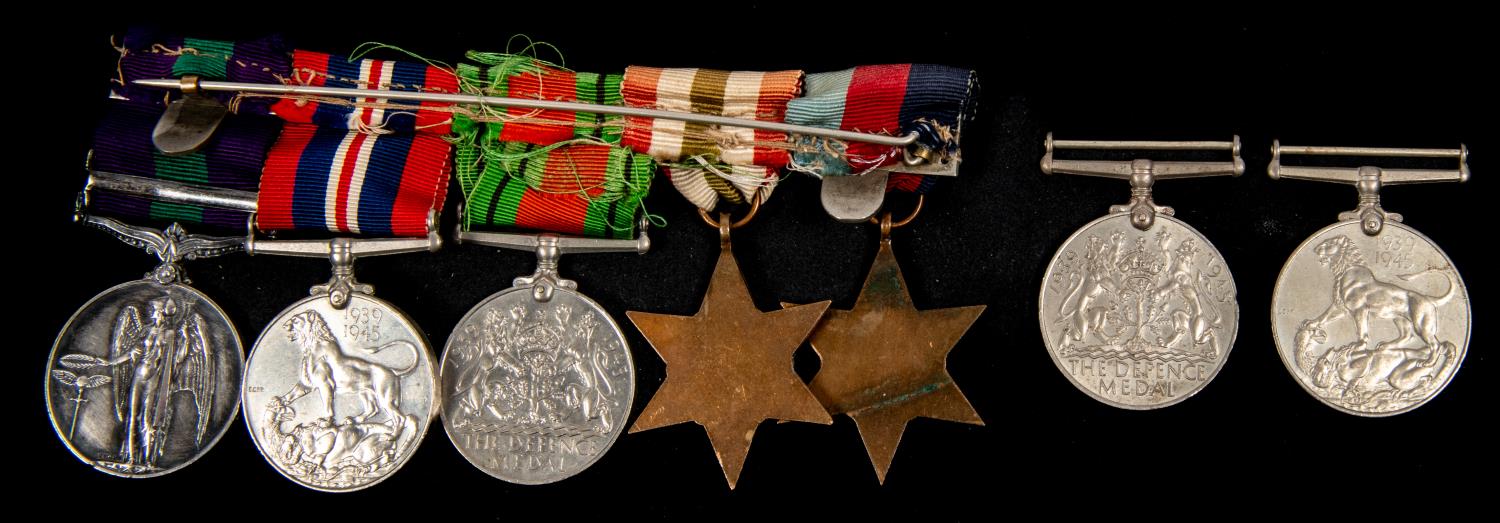 Seven: 1939-45 star, Italy star, Defence, War, GSM 1918, 1 clasp Palestine 1945-48 (14437235 Sjt I H - Image 2 of 2