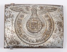 A Third Reich SS man's silver painted steel buckle, the reverse stamped with RZM mark and "155/40"