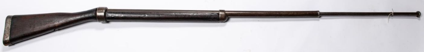 A WWII British Army spring loaded bayonet practice rifle, stamped on butt "22LR". GWO woodwork badly