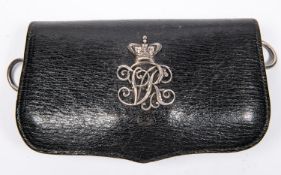 A Victorian officers' leather cartridge pouch, with silver crowned "VR" badge and fittings. GC £50-