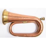 A brass mounted copper bugle, by Butler, Haymarket London & Dublin, stamped with the initials "G.H.
