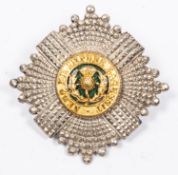 A Scots Guards officer's silver, gilt and enamel cap badge, the back stamped "S". VGC £40-50