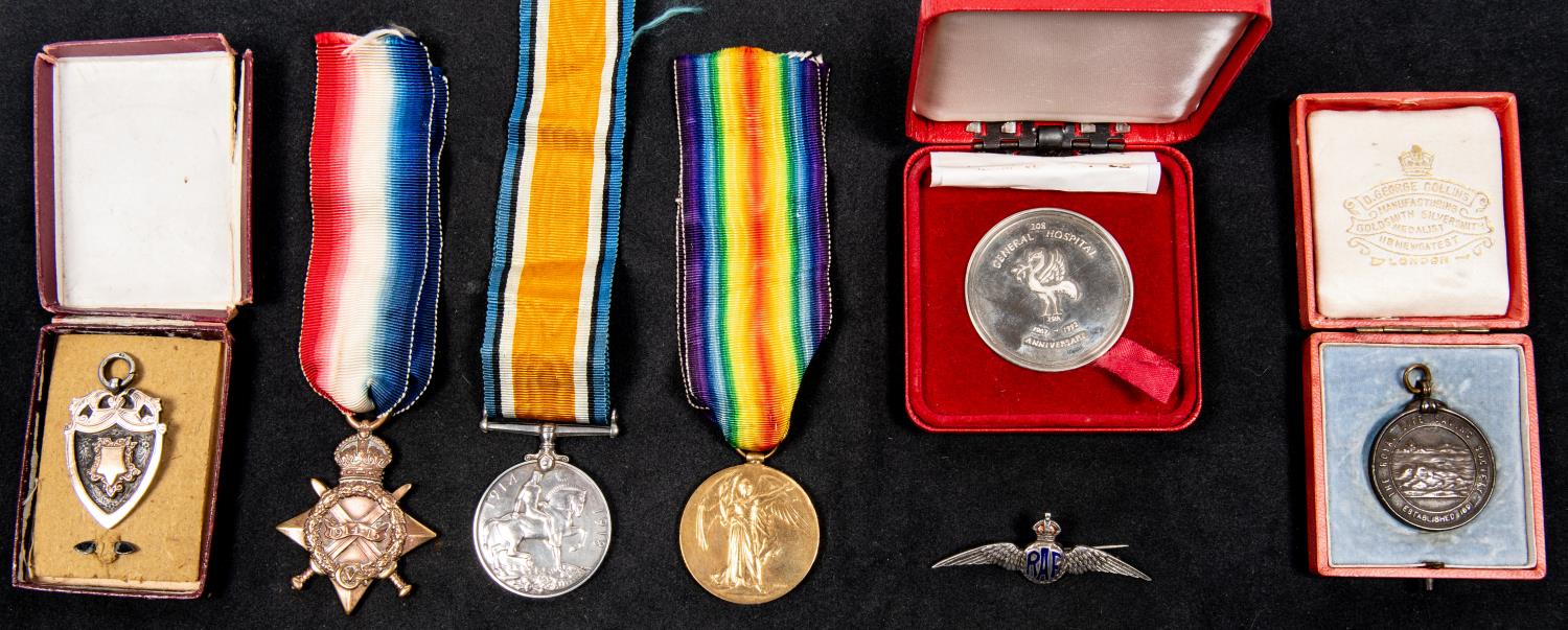 Three: 1914-15 star, BWM, Victory (Gnr D B Goodwin RA), VF; a sporting medal in HM silver (