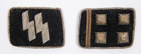 A pair of Third Reich SS collar patches for an Obersturmbannfuhrer. GC £100-150