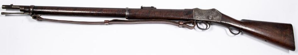 A .577/450" Volunteer Martini Henry rifle, barrel 33" with bayonet lug on the front barrel band, the