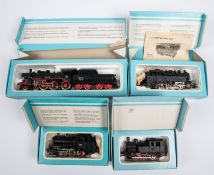 4x Marklin HO gauge 3-rail steam locomotives. A DB 4-6-0 tender loco, 38 1807, in black (3098). An
