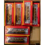 6 Hornby Hobbies LNER 6 Wheel Coaches. 5x 3rd Class with lights, (2xR.40128) (R.40128A) and 2x (R.