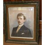 An early 20th century Edwardian gouache(?) on canvas painting of a young man. Unsigned portrait,