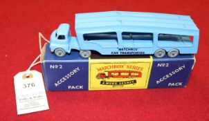 Matchbox Series Accessory Pack No.2; Car Transporter in light blue with black 'Matchbox Car