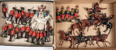 Britains Hollow cast lead figures, 7 Mounted dragoon gaurds, 5 dragoon gaurds on foot, 10 Highland