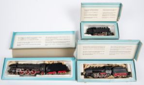 3x Marklin HO gauge railway 3-rail locomotives. A DB 4-6-2 tender loco, 01 097, in black (3048). A