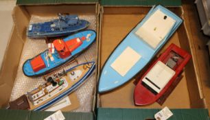 5 model boats. A Billings Waveney life boat. Motorised with twin screws. A PBR Naval motorised Naval
